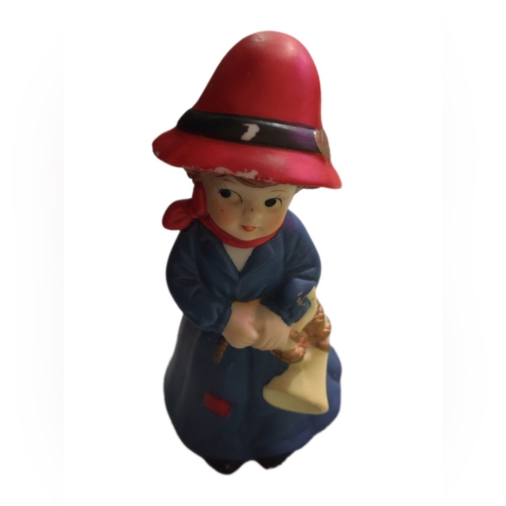 Charming Blue and Red Lady Vintage Figurine